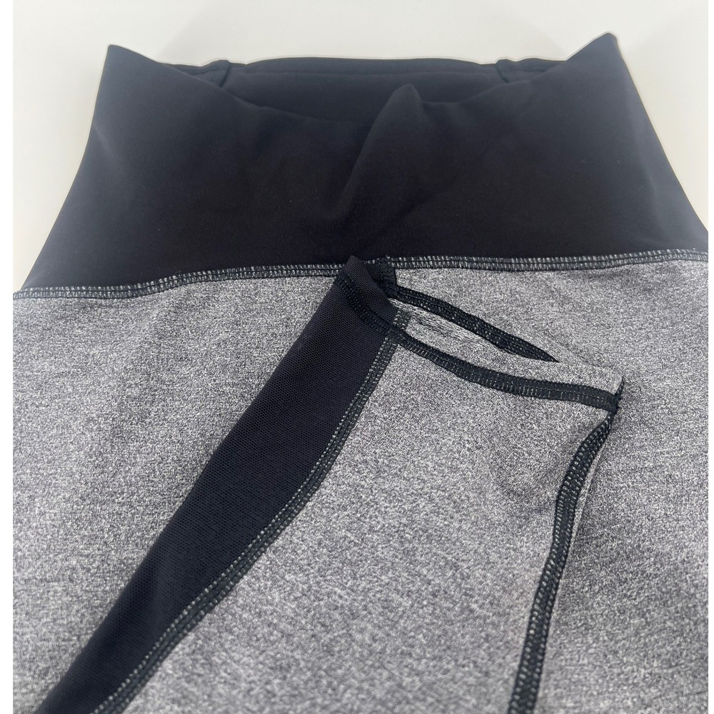 Lululemon Heathered Gray Black Mesh Crop Leggings High Rise Yoga Tights Size 2
